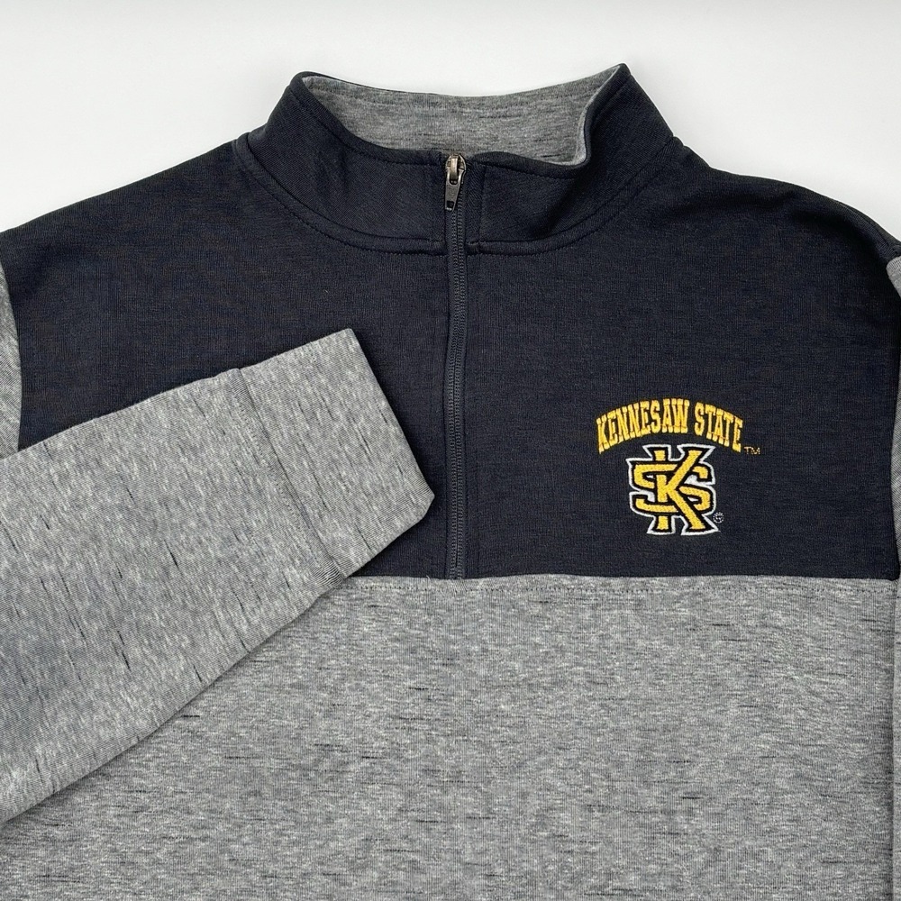 Champion Kennesaw State Owls 1/4 Zip Pullover Jacket Mens Medium Grey Black‎